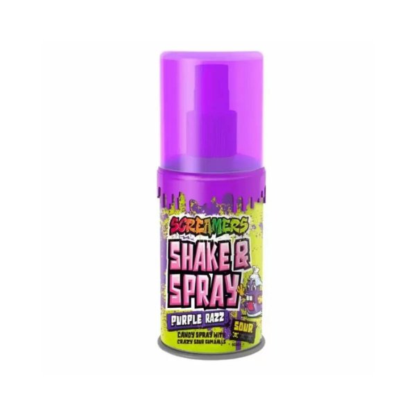 Zed Candy Screamers Purple Raspberry Shake & Spray 65.7g - Jessica's Sweets