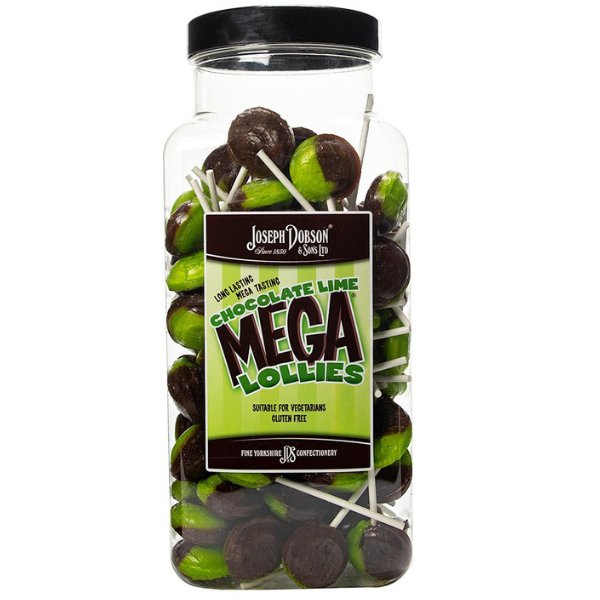Dobson Chocolate Lime Lollies Jar - 90 Count - Jessica's Sweets