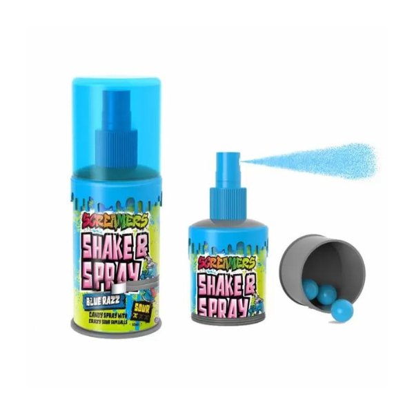 Zed Candy Screamers Blue Raspberry Shake & Spray 65.7g - Jessica's Sweets