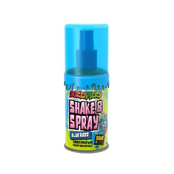 Zed Candy Screamers Blue Raspberry Shake & Spray 65.7g - Jessica's Sweets