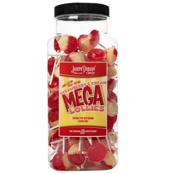 Dobson Strawberry & Cream Lollies Jar - 90 Count - Jessica's Sweets