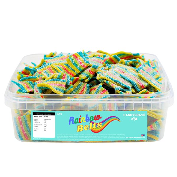 Candy Crave Rainbow Belts Tub 600g - Jessica's Sweets