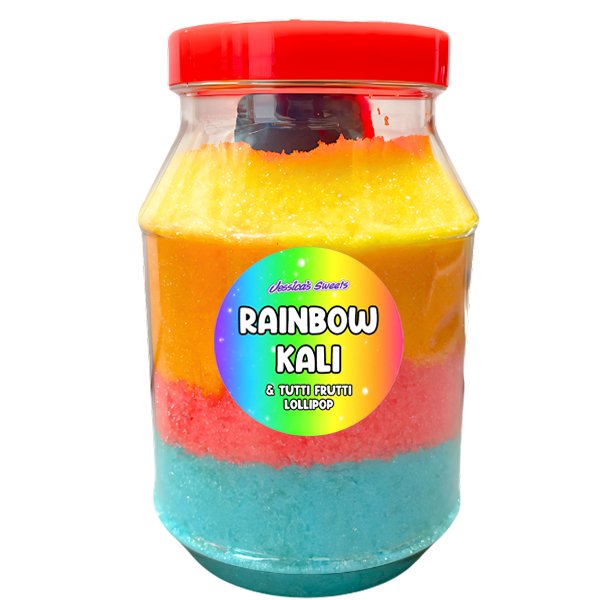 Rainbow Kali & Tutti Frutti Flavour Lollipop Jar 500g - Jessica's Sweets