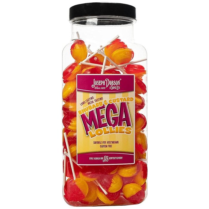 Dobsons Rhubarb & Custard Lollies Jar - 90 Count - Jessica's Sweets