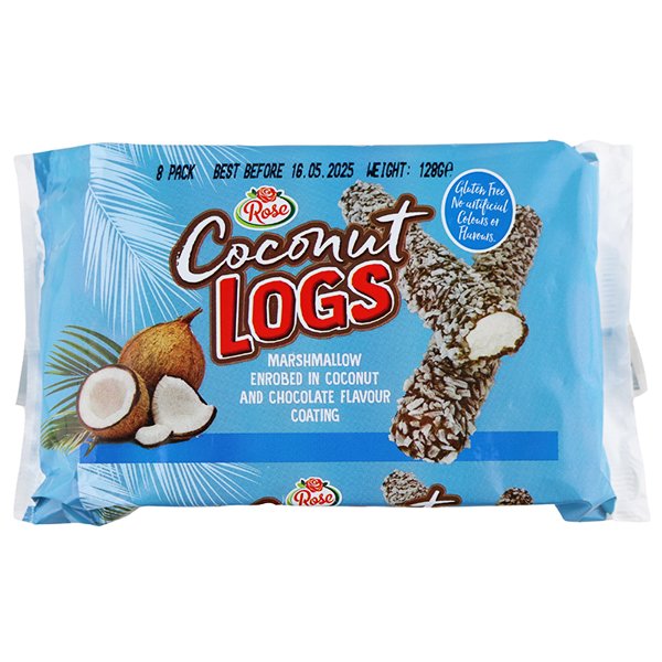 Rose Coconut Logs 8 Pack - Jessica's Sweets