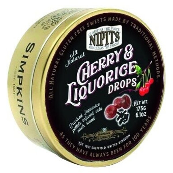 Simpkins Nipits Cherry & Liquorice Drops Tin 175g - Jessica's Sweets