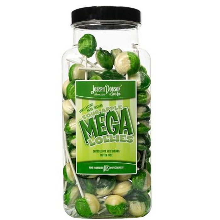 Dobsons Sour Apple Lollies Jar - 90 Count - Jessica's Sweets