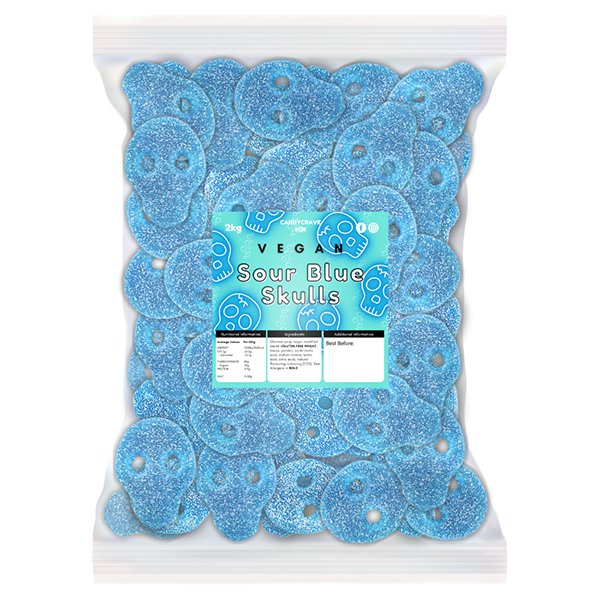 Candy Crave Vegan Fizzy Blue Skulls 2kg - Jessica's Sweets