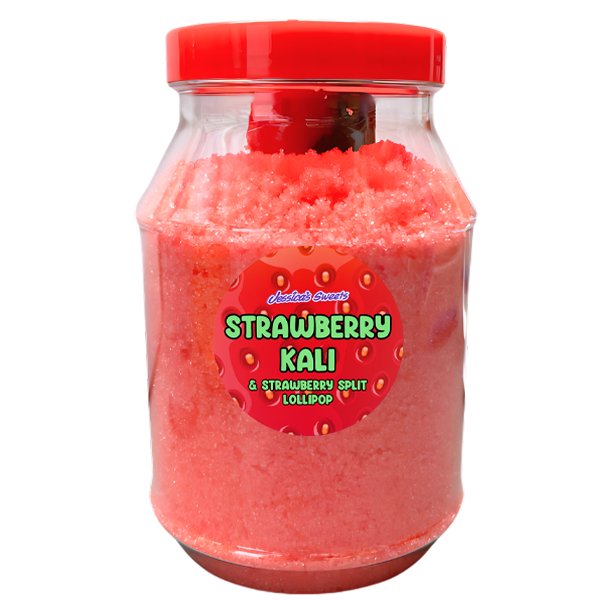 Strawberry Kali & Strawberry Split Flavour Lollipop Jar 500g - Jessica's Sweets