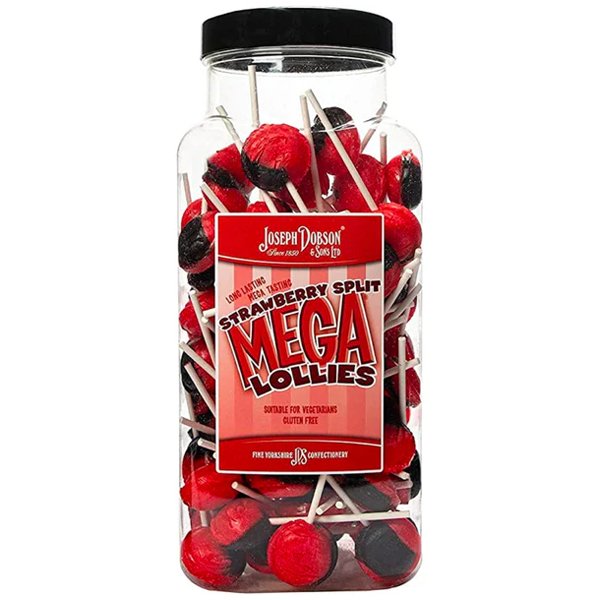 Dobson Strawberry Split Lollies Jar - 90 count - Jessica's Sweets