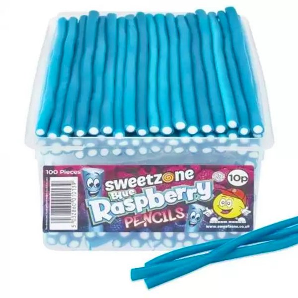 Sweetzone Blue Raspberry Pencils Tub - Jessica's Sweets