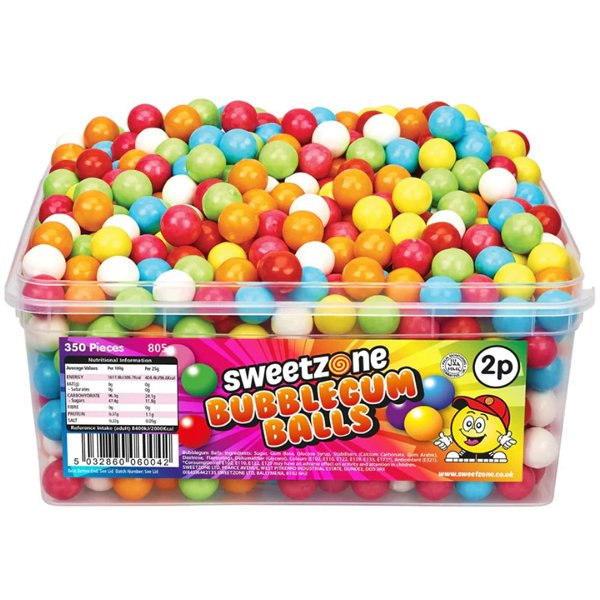 Sweetzone Bubblegum Balls Tub 600pcs - Jessica's Sweets