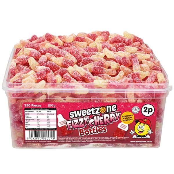 Sweetzone Fizzy Cherry Bottles Tub - Jessica's Sweets