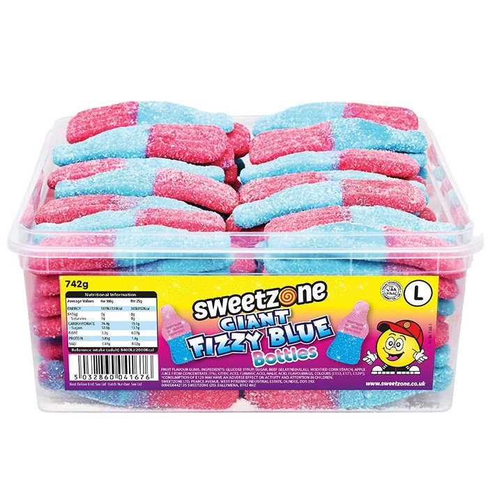 Sweetzone Giant Fizzy Bubblegum Bottles Tub 742g - Jessica's Sweets