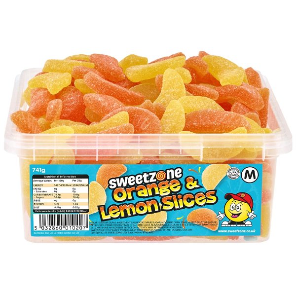 Sweetzone Orange & Lemon Slices Tub 120pcs - Jessica's Sweets