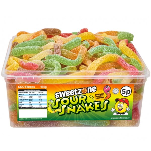Sweetzone Sour Snakes 5p Tub - Jessica's Sweets