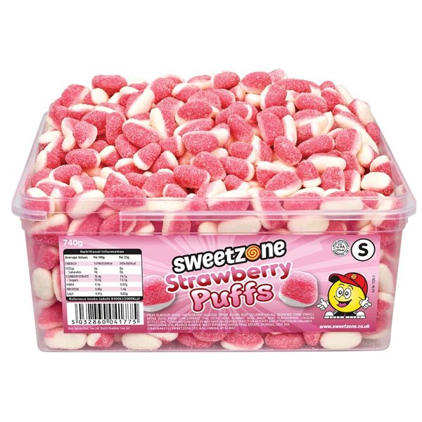 Sweetzone Strawberry Puffs Tub - Jessica's Sweets