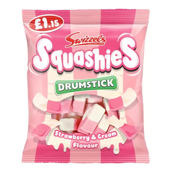 Swizzels Squashies Drumstick Strawberry & Cream Flavour Bag 120g