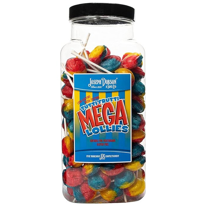 Dobson Tutti Frutti Mega Lollies Jar - 90 count - Jessica's Sweets