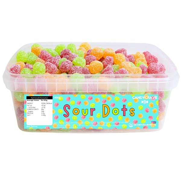 Candy Crave Sour Dots Tub - 600g - Jessica's Sweets