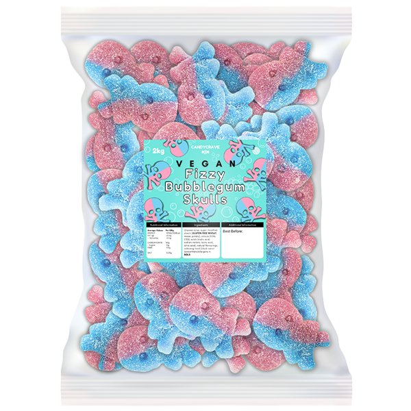 Candy Crave Vegan Fizzy Bubblegum Skulls 2kg - Jessica's Sweets