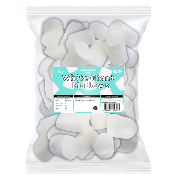 Candy Crave White Giant Mallows 2kg - Jessica's Sweets