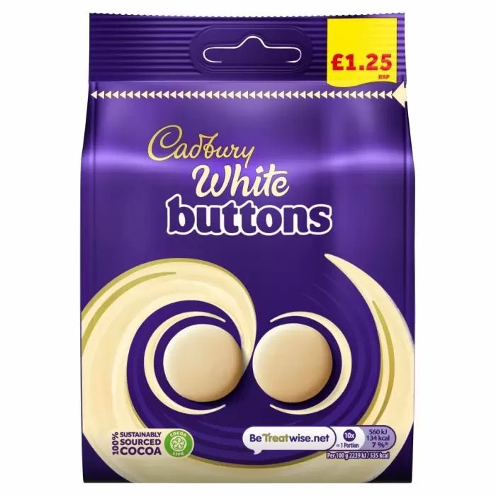 Cadbury's White Giant Chocolate Buttons 95g - Jessica's Sweets