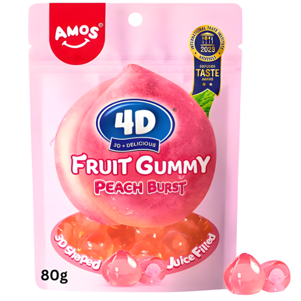 Amos 4D Gummy Peach Burst 80g