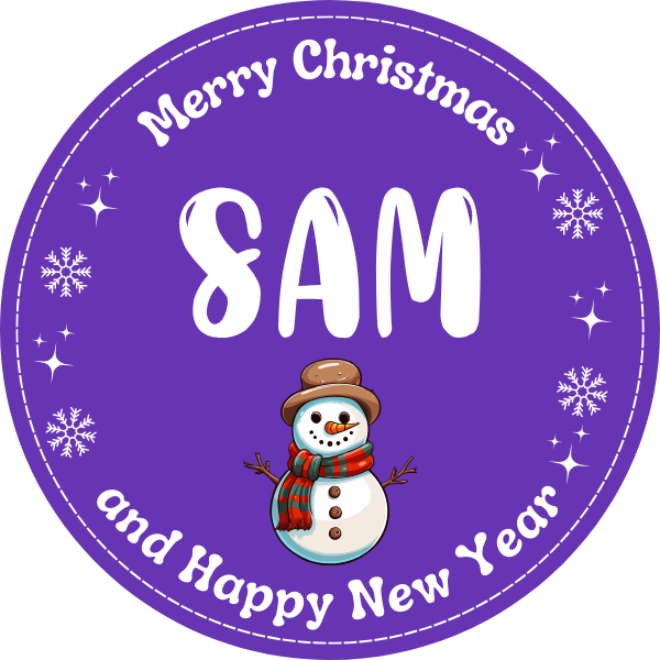 Personalised Merry Christmas Sticker with Snowman