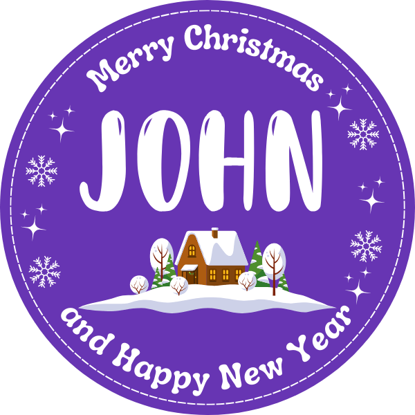 Personalised Merry Christmas Sticker with Snow Scene - Jessica's Sweets