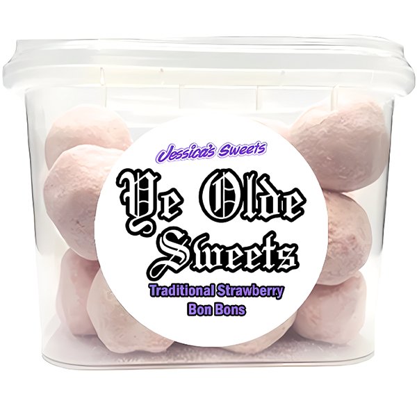 Jessica's Sweets Ye Olde Sweets Traditional Strawberry Bon Bons 200g - Jessica's Sweets