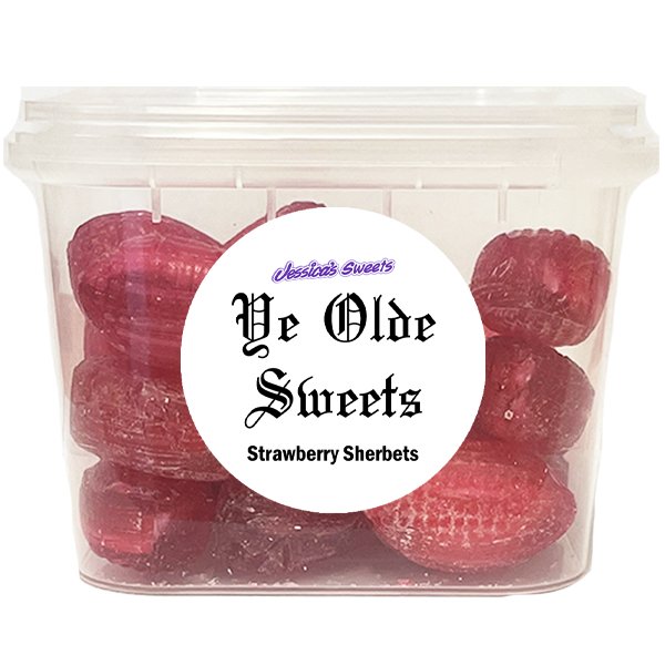 Jessica's Sweets Ye Olde Sweets Strawberry Sherbets 180g - Jessica's Sweets