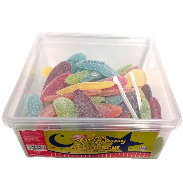 Yummy Gummy Fizzy Tongues Tub 1kg - Jessica's Sweets